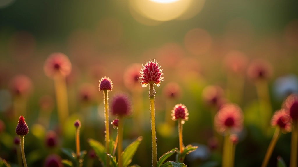 Close-up photograph of sundew plants with water droplets and wild cranberries growing on bog moss
